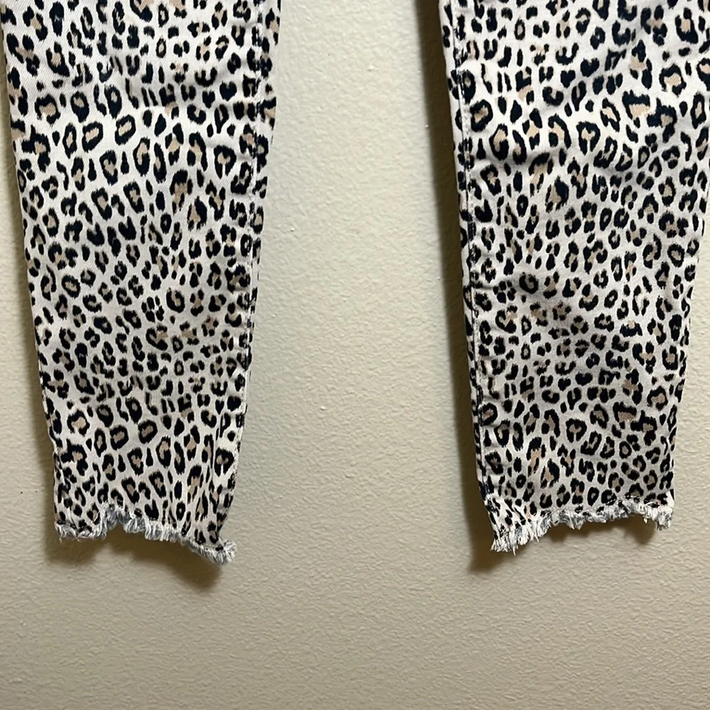 Gap Leopard Print Frayed Hem Pull On Stretch Jegging Ankle Jeans